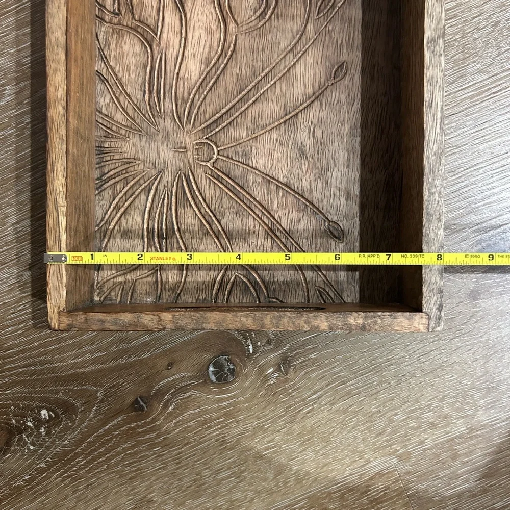 Artisan Butterfly Engraved Wooden Vanity Tray
